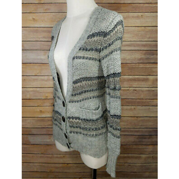 Aerie Blue Gray Cable Knit Acrylic Wool Cardigan - Picture 4 of 6
